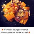 Cooksnap de _Cooking_by_Mel_ sur la recette 🍁 Gratin de courge butternut, chèvre, poitrine fumée et miel 🍁