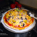 El cooksnap de Zaida TC @alquimiasfood cuando hizo Pizza de Irma con pollo y queso de cabra.