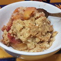 El cooksnap de Mo Trevino cuando hizo Crumble de frambuesas y mango.