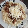 El cooksnap de Elilith cuando hizo Pasta a la boloñesa con queso parmesano.