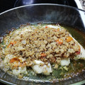 El cooksnap de Pilar cuando hizo Merluza con costra de quinoa y ensalada de gulas.