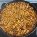 El cooksnap de Nuria cuando hizo Paella de secreto ibérico y ajetes.