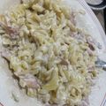 El cooksnap de Lucía González cuando hizo Salsa de crema de leche y jamón.