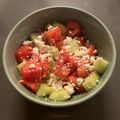 mslackland's cooksnap of when they made Easy Cheese Watermelon 🍉 & Cucumber Salad with feta cheese tossed in Italian dressing.