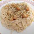 El cooksnap de Cinthia Torrejon cuando hizo Spaguetti con queso y picatostes.