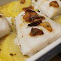El cooksnap de Sonja Elin Solvik cuando hizo Bacalao al ajillo en horno.