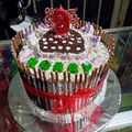 Cooksnap dari Cucu Mulyati untuk resep Pocky Bday Cake #Tiramisu Egg Drops mixed Spongecake Chocolate Base Cake#