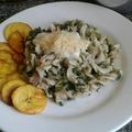 El cooksnap de María Ayala cuando hizo Fideos tornillo con espinaca y pollo.