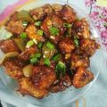 Kajal Sodha's cooksnap of when they made ફ્રાય ઈડલી મંચુરિયન.