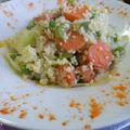 El cooksnap de Lara Aragon " El SARAO DE LARA" cuando hizo Bulgur con verduras, semillas de sésamo y Agua de Mar.