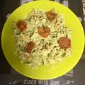 El cooksnap de Maribel cuando hizo Pasta al pesto con aguacate y tomates secos.