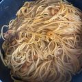 El cooksnap de Daniel Paniagua cuando hizo Espaguetis con gambas al ajillo.
