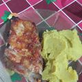 El cooksnap de Caro Dominguez cuando hizo Ribs de cerdo a la barbacoa express con puré de batatas.