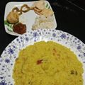 Puja Shaw's cooksnap of when they made মুসুর ডালের খিচুড়ি আর হরেক রকম ভাজা ও তিসির চাটনি (musur daler khichuri recipe in Bengali).