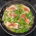 El cooksnap de La Jícara cuando hizo Bacalao desalado con guisantes.