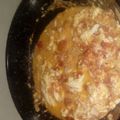 El cooksnap de Juanra Vasquez cuando hizo Huevos perico (huevos revueltos con cebolla y tomate).