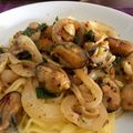El cooksnap de Romina Gecchelin cuando hizo Fideos coditos con salsa de camarones y mejillones pelados.