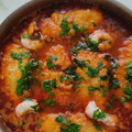 El cooksnap de Reyes Salgueiro cuando hizo Merluza en salsita con gambas 🐟🦐.