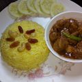 Sandhya Dutta's cooksnap of when they made বাসন্তী পোলাও আর চিকেন কষা (বbasonti polau r chickern kosha recipe in Bengali).