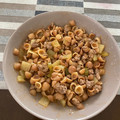 El cooksnap de Eduardo cuando hizo Sopa de conchitas con carne molida.