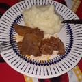 El cooksnap de Mar Esquivel cuando hizo Lengua de vaca con salsa y puré.