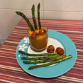 El cooksnap de Ana Muñoz cuando hizo Crema de calabaza, zanahoria y queso con espárragos a la plancha.