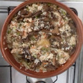 El cooksnap de Jonas Cobos cuando hizo Arroz con pollo setas y guisantes.