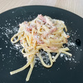 El cooksnap de Felipe Garrido cuando hizo Espaguetis con nata, bacon y champiñones.