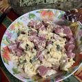 El cooksnap de Sil Sera cuando hizo Revuelto de salchichas, tomate, huevo y queso.