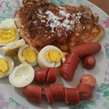 El cooksnap de Eva Perez cuando hizo Hot cakes o pan cakes con tocino. ॐ.