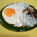 El cooksnap de Shirley cuando hizo Puré de espinaca con huevo frito.
