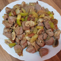 El cooksnap de Maria cuando hizo Wok de pavo con calabacín y champiñón.