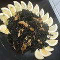 صورة من طـبخآت يآسـمـين🌹🌷، شاركها بعد تجربة وصفة طبق الملوخيه المصريه مع مخلل الباذنجان
