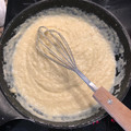 El cooksnap de Elena cuando hizo Salsa bechamel.