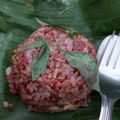 Cooksnap dari Lea Kartika untuk resep Pepes Nasi Merah isi Oseng Ikan Kerapu (cocok untuk diet/ aman untuk diabetes/ tekanan darah)