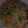 El cooksnap de Sofi Oviedo cuando hizo Fideos con verduras salteadas y pollo.