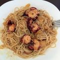El cooksnap de P. cuando hizo Espagueti con pulpo.