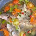 Cooksnap Tournesol Kitchen semasa beliau membuat Sup ikan siakap.