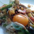 Jeremie's cooksnap of when they made Asparagus Parmesan Sunny Side Eggs.
