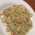 El cooksnap de Thalia Moreno cuando hizo Espagueti con camarones.