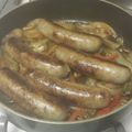 warpedvixen's cooksnap of when they made sausage, bell peppers & onions.