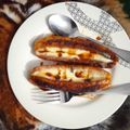 El cooksnap de Yuli Alexandra Cubides cuando hizo Plátano maduro asado en sartén relleno de queso con bocadillo.