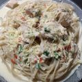 El cooksnap de Gaby ferreyra cuando hizo Fideos con salsa de pollo y crema.