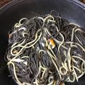 El cooksnap de Jose Antonio Ramon Portales cuando hizo Espaguetis negros y blancos con gambas.