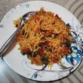 Falguni Shah's cooksnap of when they made પાવભાજી તવા પુલાવ (Pavbhaji Tawa Pulao Recipe In Gujarati).
