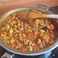 El cooksnap de Almudena Collado cuando hizo Salteado de carne picada, calabacín, champiñones y berenjena.
