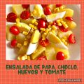 El cooksnap de Mara cuando hizo ENSALADA DE PAPA, CHOCLO, HUEVOS Y TOMATE.