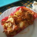 El cooksnap de leyremae cuando hizo Pimientos rojos rellenos de tortilla con cebolla y zanahoria.