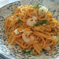 El cooksnap de Soraya (Con gusto y Salero) cuando hizo Espaguetti con ajo, guindilla y gambas.