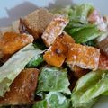 El cooksnap de Liz Conteiro cuando hizo Ensalada césar caserita.